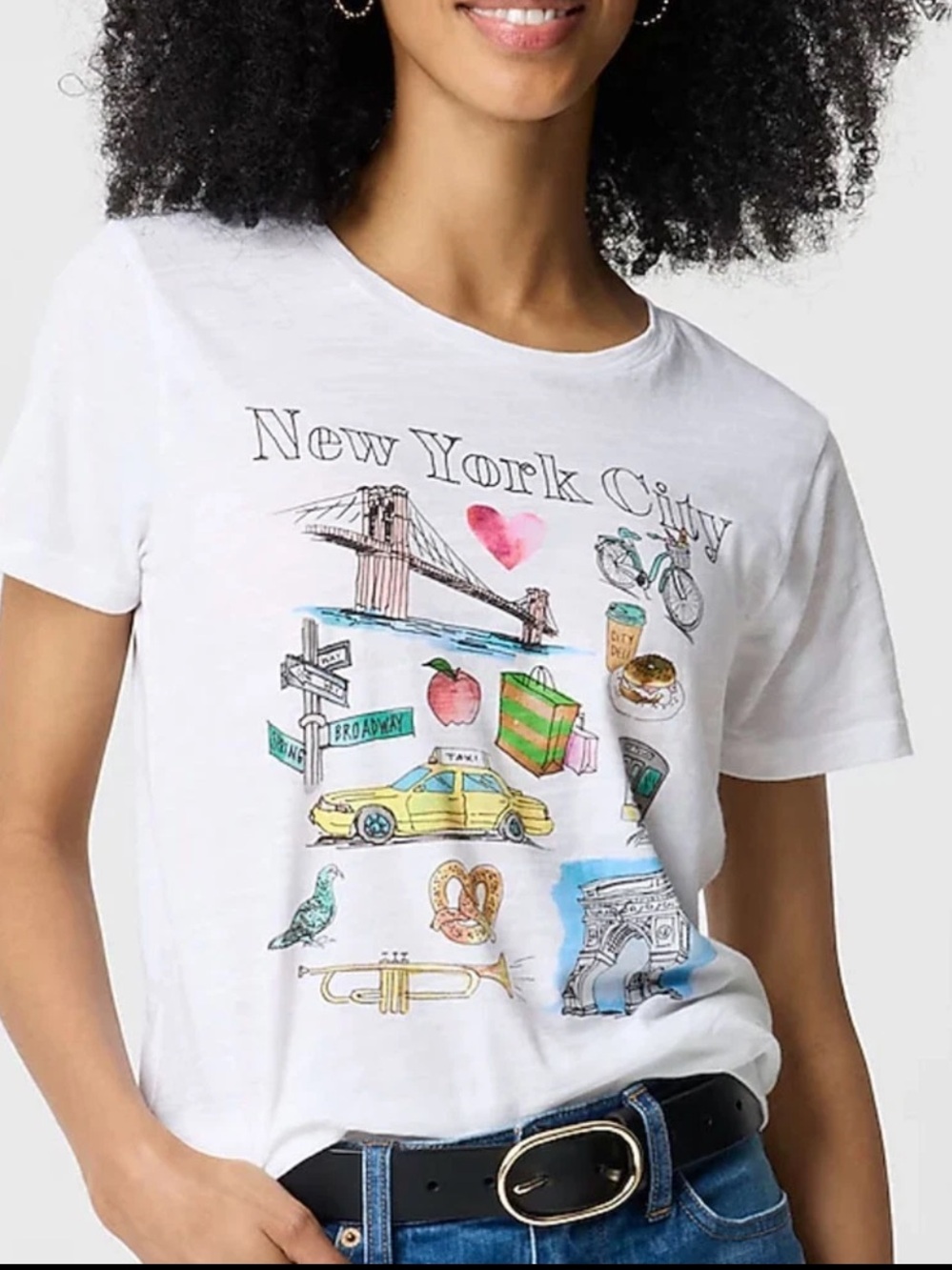 J. Crew Women's 100% Cotton New York City Graphic Collector's Tee White Size XXS